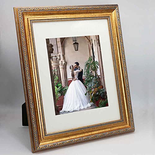 11x14 Mat & 8x10 Photo Frame Antique Gold with HD Organic Glass & Black Velvet Back - Variation of THIS listing