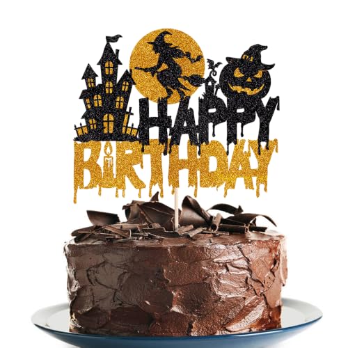 Halloween Birthday Cake Topper - Happy Halloween Party Decoration - Variation 1