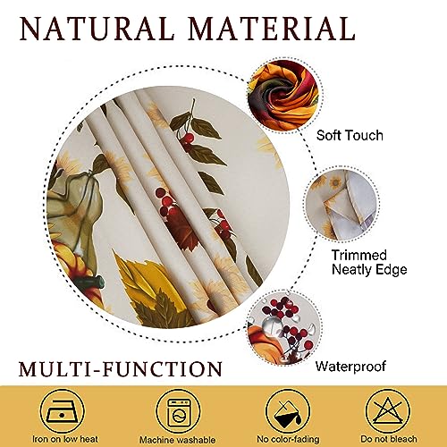 Pumpkin Sunflower Fall Thanksgiving Double Border Tablecloth - Oval 60 x 102 Inches