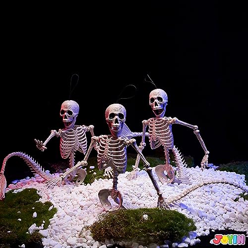 Mermaid Skeleton Halloween Decorations - Poseable 20-Inch Set of 4 - Indoor Outdoor Photo Props & Spooky Scene Favors - Variation of 4