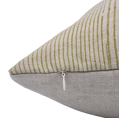 18x18 Linen Throw Pillow Cover with Zipper - Green Floral Boho Cushion Cover for Sofa Bed