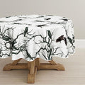 Halloween Round Tablecloth 60x60 Inch Crow Tree Design Black
