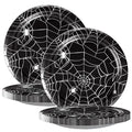 Halloween Spider Web Paper Plates Set - Disposable 7 Inch Dinnerware for Parties