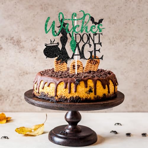 Witches Don't Age Cake Topper Halloween Witch Birthday Decoration
