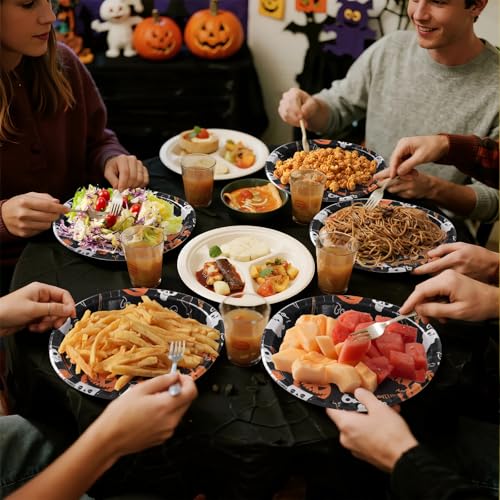 Halloween Paper Plates and Napkins Set - 50 Pieces, Spooky Design, Perfect for Parties - Variation: Halloween