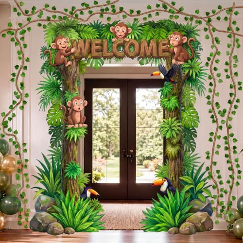 Jungle Safari Party Decoration Kit with Banners Vines and Garlands for Rainforest Theme