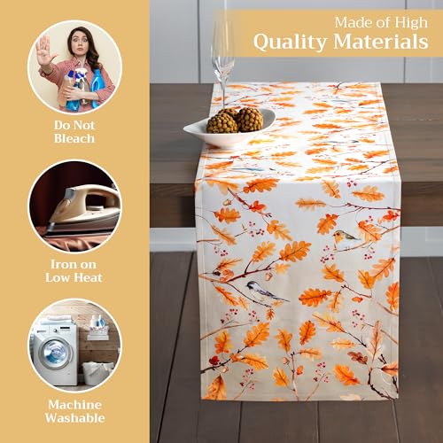 Maison d'Hermine Cotton Table Runner 14.5 x 108 Inches Oak Leaves Variation 067