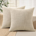 20x20 Inch Linen Throw Pillow Covers Set of 2 - Beige, Farmhouse & Modern Decor
