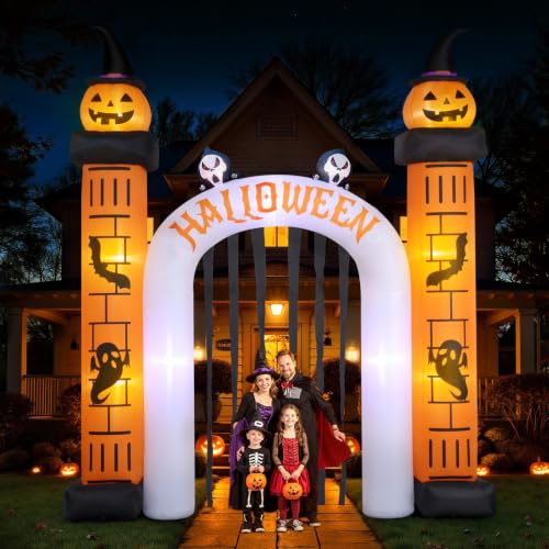 Giant 11FT Halloween Inflatable Pumpkin Archway with LED Lights - Outdoor Decor Variation of Pumpkin Arch