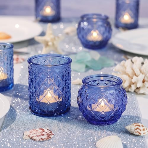 Blue Votive Candle Holders Set of 36 for Wedding & Home Decor - Variation: Blue