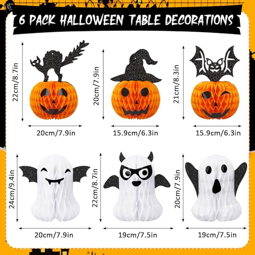 Halloween Honeycomb Centerpieces - Ghosts & Pumpkins, 6 Pack, Halloween Style