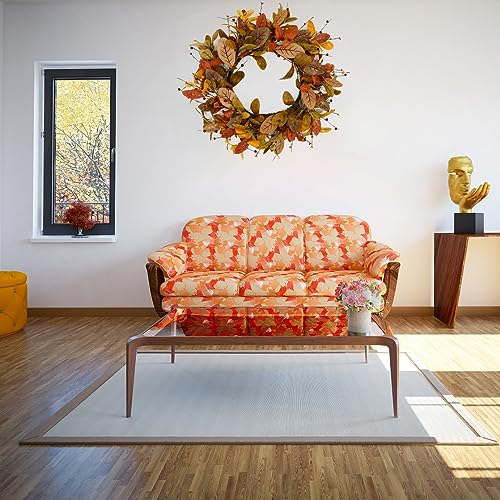 Rusty Red Magnolia Fall Wreath - 20 Inch Autumn Magnolia with Berries for Front Door & Wall Decor