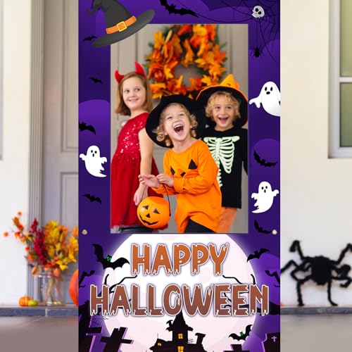 Halloween Photo Booth Props Frame 35x73 Inch - Purple Party Decor