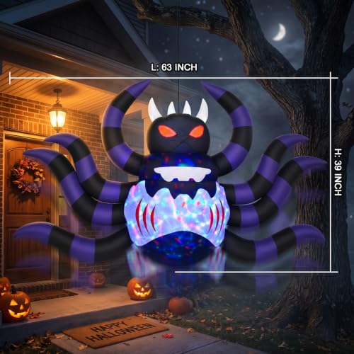 Outdoor 5.2 FT Animatronic Spider Inflatable with Up/Down Motion & LED Lights