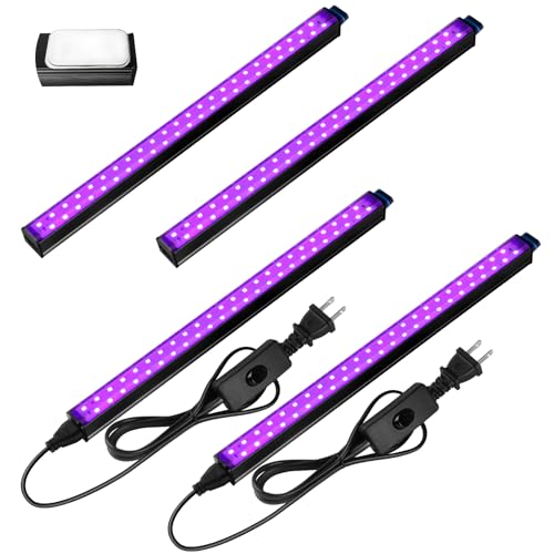 Barrina 10W LED Black Light T5-1FT/4Pack UV Glow Party Lights with Magnetic Mounts