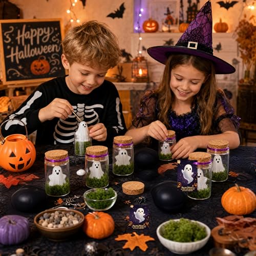 Halloween Ghost Wish Bottle Kit with Glow in The Dark Mini Ghosts & Decorations - 20 Pieces