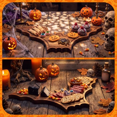 Umigy Bat Halloween Charcuterie Board - Acacia Wood Tray with Handle