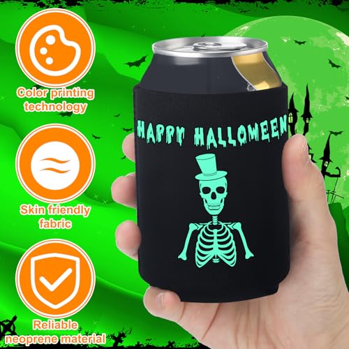 Glow in Dark Halloween Can Sleeves - 12 Pack Insulated Beverage Cooler Covers