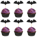 Halloween Cupcake Toppers Black Glitter Bat - 40Pcs Bat Themed Cake Decorations - Variation: Bat