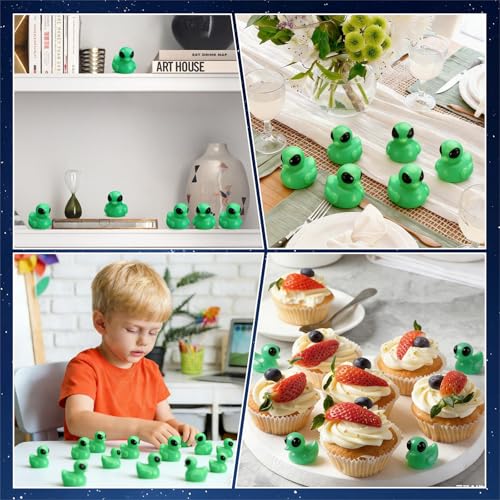 200 Pack Luminous Green Alien Duck Figurines for Party Favors and Decorations