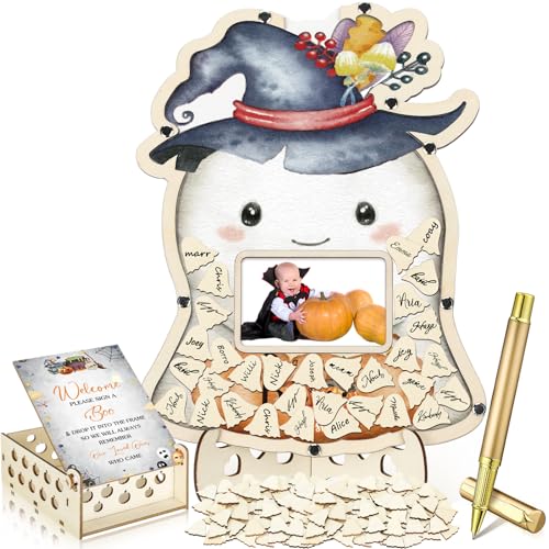 Halloween Little Boo Baby Shower Guest Book Set - Ivory White