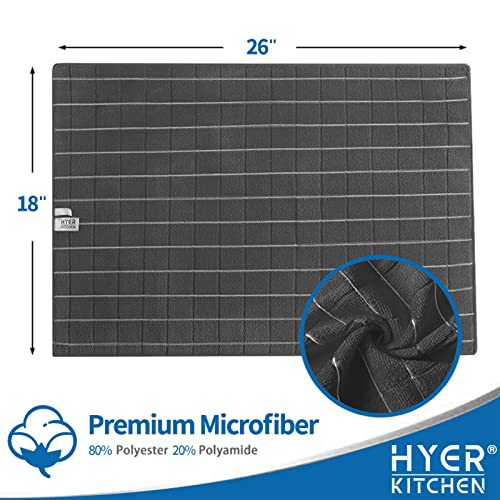 Black Microfiber Dish Towels - Soft, Super Absorbent Kitchen Towels 8 Pack - 26x18 Inches - Lattice Design