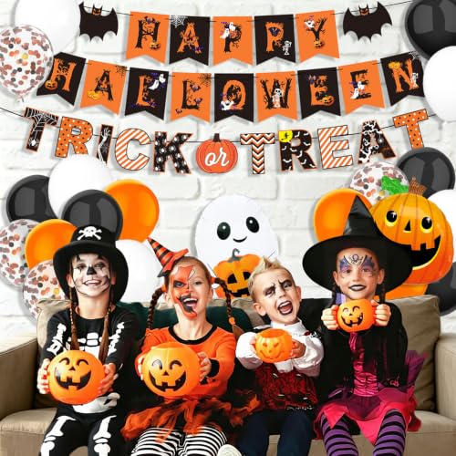 Pumpkin Halloween Party Decorations Set with Balloons & Banners - Spooky Theme