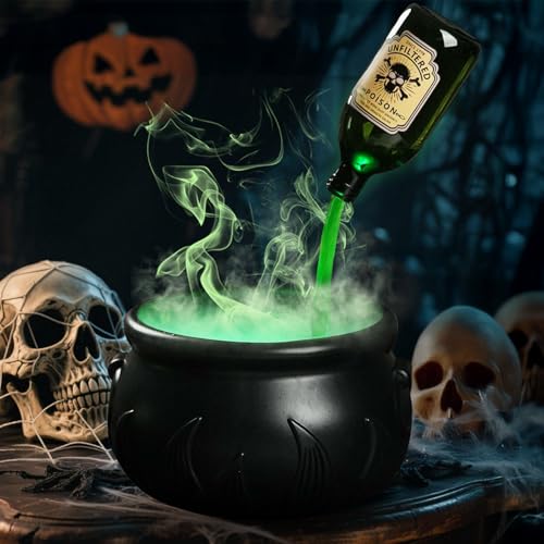 Halloween Floating Potion Decor Set with Cauldron and Mist Maker - Indoor Spooky Halloween Party Decoration