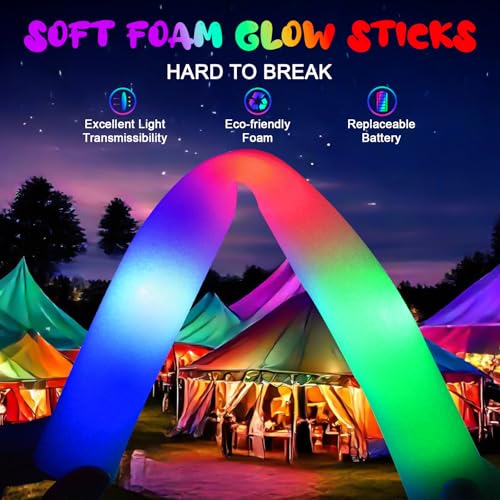 44 PCS Foam Glow Sticks with 3 Modes - Colorful Flashing LED Party Pack