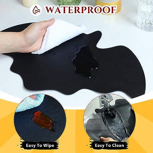 Halloween Bat Placemats Set of 6 - Black Leather Style - Bat / Black
