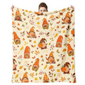 Autumn Fall Blanket Gnome Pumpkin Leaves Cream Cozy Throw 50x60in