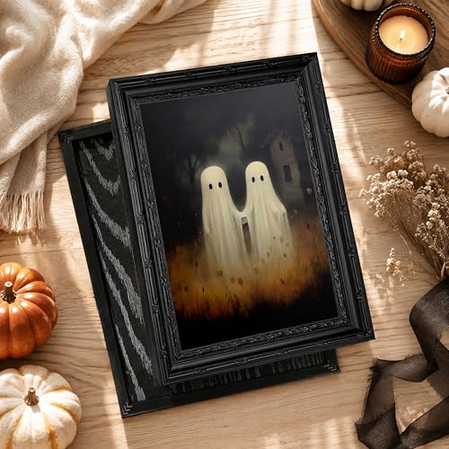 Halloween Ghost Couple Canvas Wall Art Framed 16 x 12 Inches - Vintage Style
