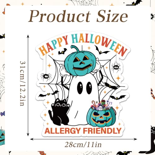 Halloween Teal Pumpkin & Ghost Yard Stakes - Blue White Outdoor Decorations, Allergy-Friendly
