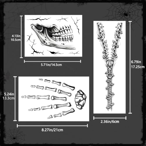 Glow in The Dark Skeleton Face Tattoos for Halloween Costume Party
