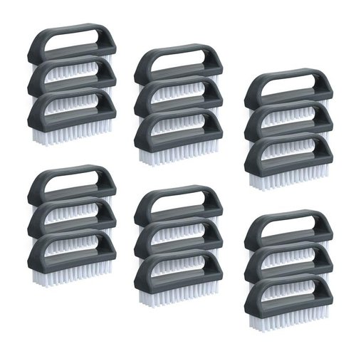 Superio Stiff Nail Brush for Cleaning Fingernails Small Scrub Brush with Handle, Cleaning Brushes for Hands, Toes, and Nails (Black, 18 Pack)