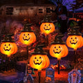 Solar Jack O Lantern Stake String Lights - Halloween Pathway Decor, Outdoor Waterproof Yard Lights