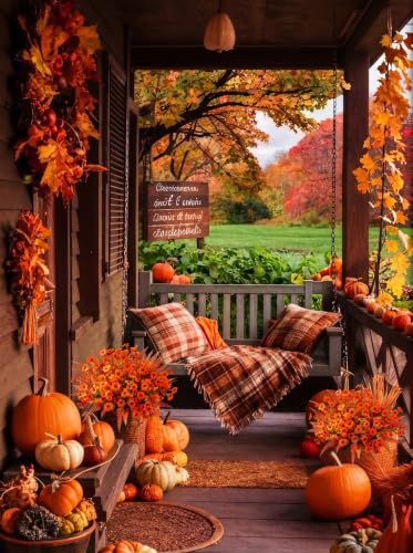 Artificial Fall Flowers for Outdoors - 12 Bundles Faux Mums, Orange Variation