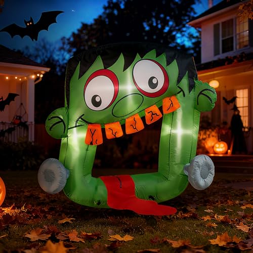 Inflatable Halloween Frankenstein Decor - 4 FT Outdoor Trick-or-Treat Yard Display with LED Lights