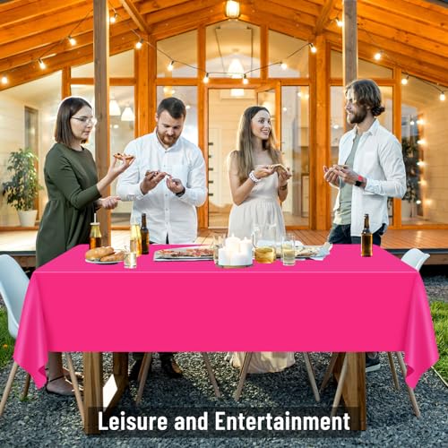 Hot Pink Plastic Tablecloth 15 Pack 54 x 108 Inch Rectangular Party Cover