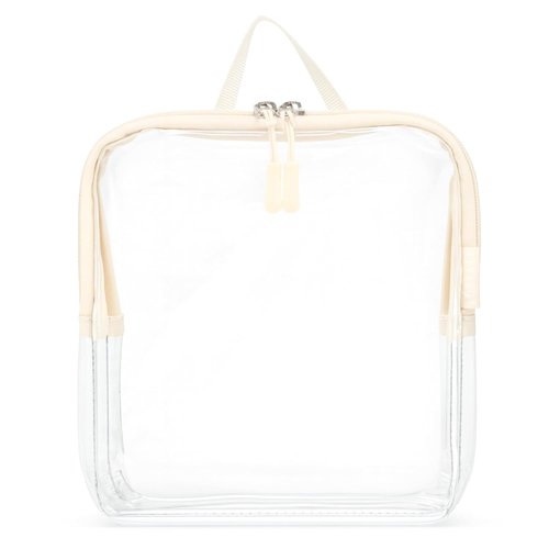 BORSALI TSA Approved Clear Toiletry Bag - Quart Size for 3-1-1 Liquids | Travel Cosmetic Organizer - Cream with Handle