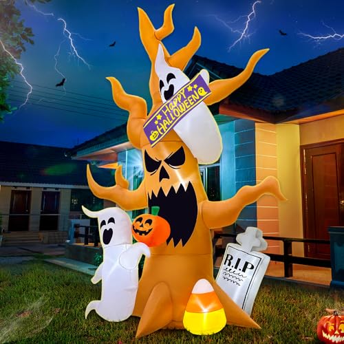 8FT Halloween Inflatable Spooky Tree with LED Lights - Outdoor Yard Decor