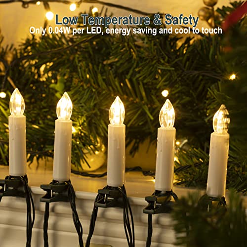 48ft Connectable Flameless Christmas Candle Lights - Warm White, Steady On, 50 LED