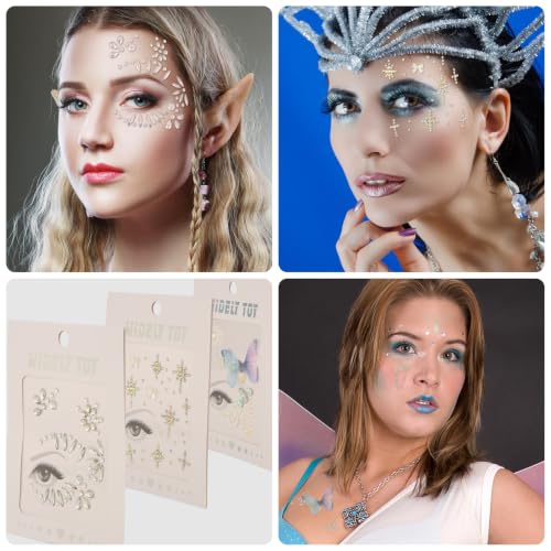 Self-Adhesive Face Gems & Chunky Body Glitter Set for Festival Makeup