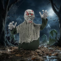 Outdoor Ground Zombie Halloween Decor with Flashing LED Eyes - Animated Yard Prop