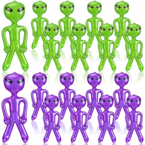 Halloween Alien Inflatable Balloons Set - Green and Purple, 18 Inches - Party Decorations & Photo Props