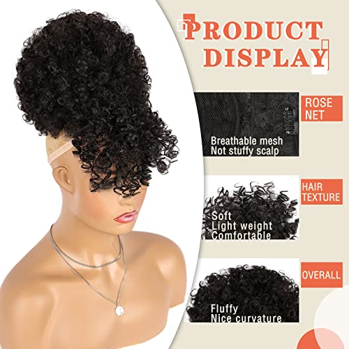 Afro Puff Drawstring Ponytail with Bangs for Black Women - Variation 2###