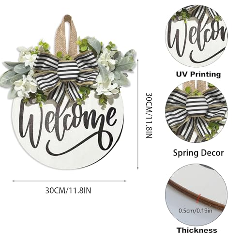 Welcome Sign for Front Door Wreath - Rustic Wood Porch Hanging Decor - Variation: Welcome