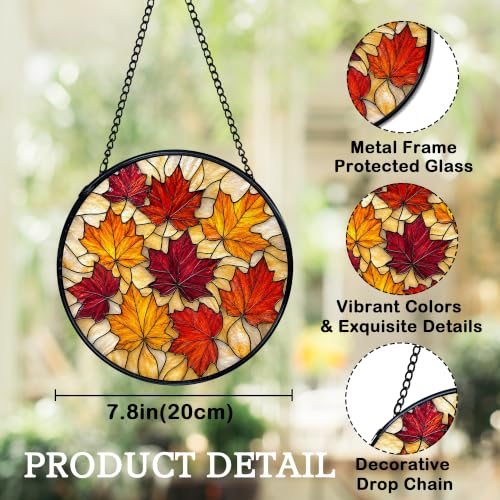 Fall Maple Leaf Sun Catcher with Autumn Leaves Variation - Stained Glass Window Decor