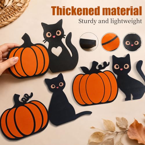Halloween Black Cat Pumpkin Door Frame Decor - Indoor Seasonal Wall Art