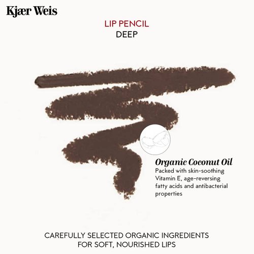 Kjaer Weis Lip Pencil. Dark Brown Lip Liner Pencil with Soft Matte Finish and Creamy Texture for Long Lasting, Smudge-Proof Wear. Cruelty Free Clean Makeup (Deep Iconic)
